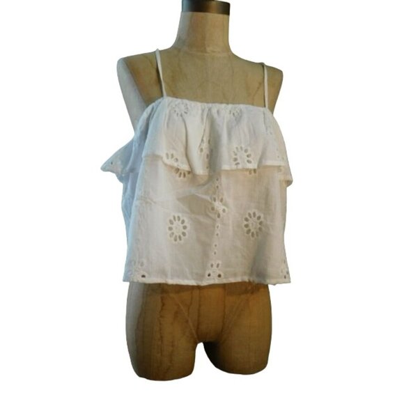 Sugar + Lips Size XS White Eyelet Cami Style Blouse NWT - Picture 2 of 3
